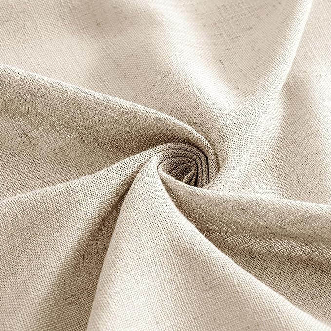 MIULEE Light Taupe Linen Curtains 90 Inch Long 2 Panels for Bedroom Living Room, Soft Linen Textured Window Drapes Semi Sheer Light Filtering Back Tab Rod Pocket Farmhouse Modern Burlap Look Decor