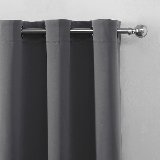 LEMOMO Frost Grey Blackout Curtains 34 x 84 Inch Length/Set of 2 Curtain Panels/Thermal Insulated Room Darkening Blackout Curtains for Bedroom