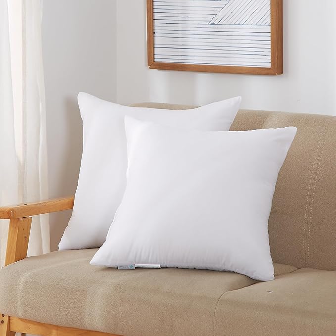 Acanva 22x22 Throw Pillow Inserts Set of 4, Premium Polyester Fiber Fill Square Sham Stuffer Cushion for Sofa, Bed, Couch and Chair, Machine Washable, White