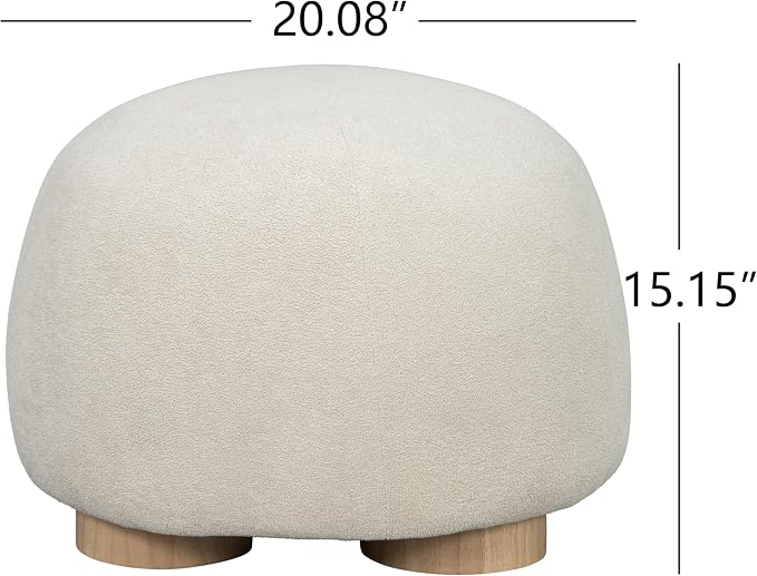 Christopher Knight Home Aria 20.08" Round Fabric Ottoman Stool, Upholstered Footrest with Foam Seat, Modern Accent Ottomans with Wood Legs, Small Footrest for Entryway Living Room, Oatmeal