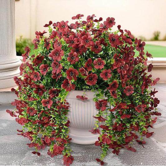 ZFProcess Artificial Hanging Flowers for Outdoors Spring Decoration, 2PCS Silk Fake Daisy Realistic Outdoor Flowers UV Resistant Porch Patio Window Yard Decor (Brown)
