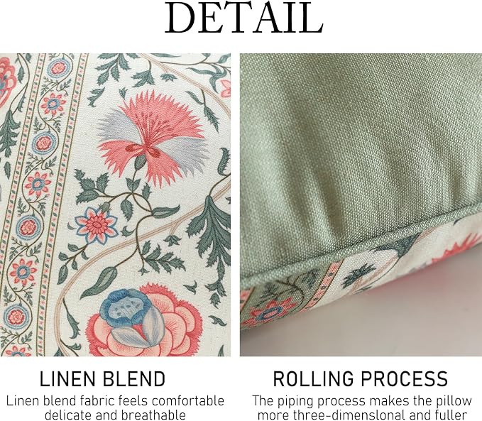 ISAENNE Designer Linen Throw Pillow Cover,Set of 2,18"x18"-Daffy B | Vintage French Elegant Square Pillow Cover,Concealed Zipper Design,Floral Pattern,Sofa,Bedroom,Living Room,Lounge Chairs