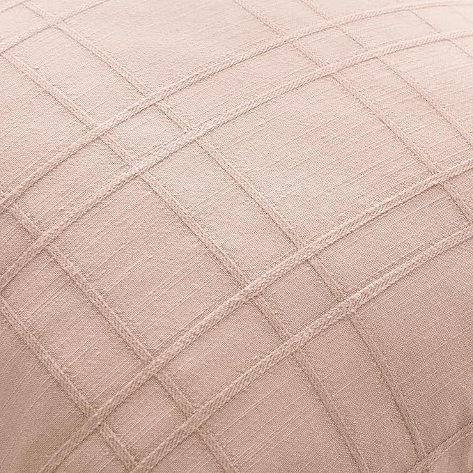 MIULEE Decorative Linen Check Euro Shams Throw Pillow Covers Neutral Farmhouse Vintage Spring Valentine Pillow Covers 22x22 Set of 2 Boho Modern Home Decor for Sofa Couch Bedroom Cushion Light Pink