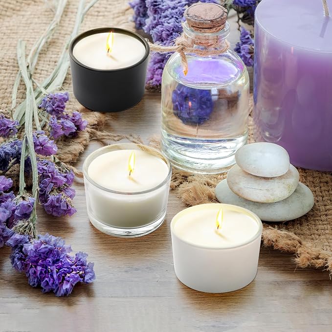 SHOWIN Thick Candle Jars for Making Candles 16 Pcs, 4 OZ Empty Jars with Wood Lids for Candle Making, Sample Container - Dishwasher Safe,Clear