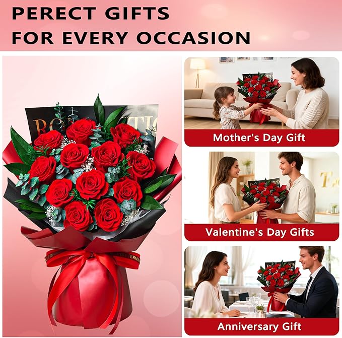 Vrioca Flowers for Delivery, Preserved Flowers Bouquets, Birthday Gifts for Women Mom