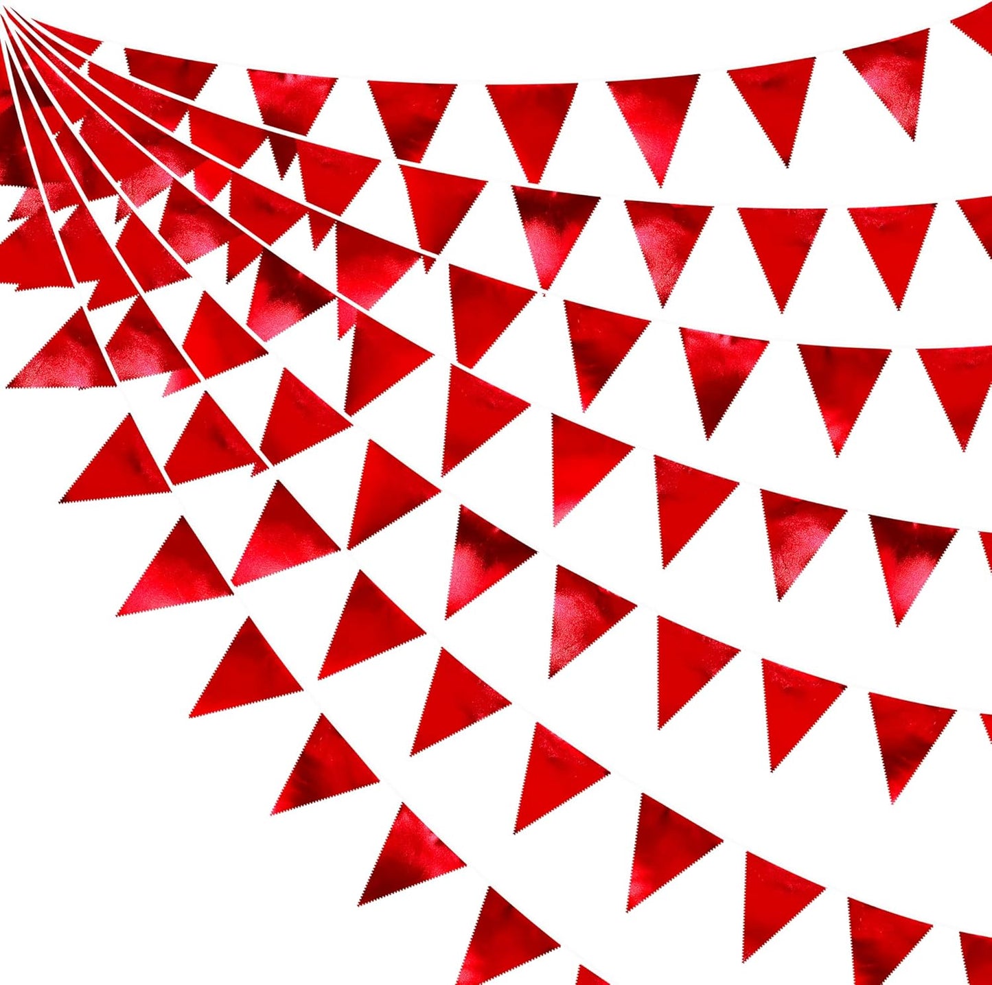Red Party Decorations Triangle Pennant Banner Flag Dark Red Metallic Fabric Bunting Garland for Graduation Wedding Bridal Shower Birthday Anniversary Holiday Valentines Retirement Party Supplies
