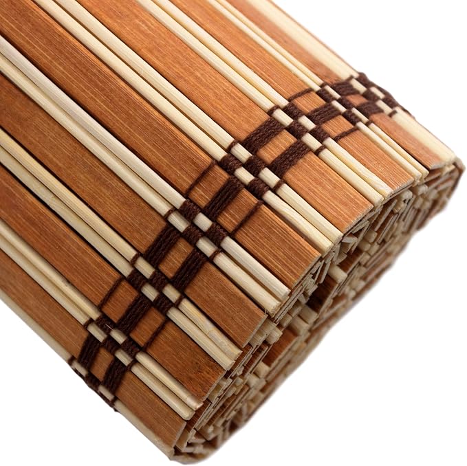 Red Lantern Burnt Bamboo Cordless Window Shade - Two-tone Honey, 48" Wide