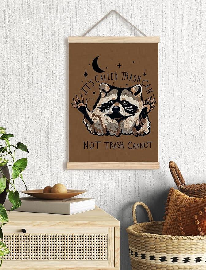 Foritho Funny Motivational Raccoon Poster Wall Art Framed, Raccoon Lovers Gifts, Funny Meme Trash Panda Animal Canvas Prints Wall Decor for Home Bedroom Dorm Office, 12x16 Inch