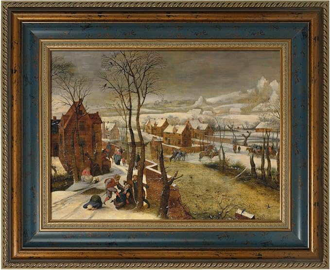 3.5" Extra Wide Vintage Frame for 24x36 Rococo Abstract Paintings, Traditional Ornate Frames for Art Lover Housewarming Birthday Wedding Grandparents Teacher Gift, No Glass & Back (Blue Gold)