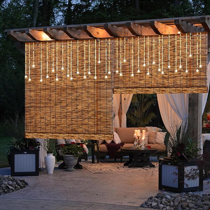 Bamboo Roll up Shade,2 Pack Reed Roller Shutters Retro Reed Curtains,47" W x 71" H Bamboo Window Blinds for Outdoor Patio Natural Bamboo Blinds