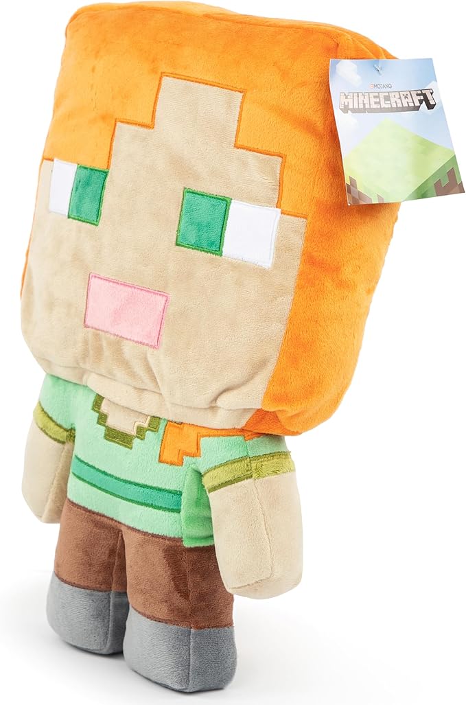 Jay Franco Plusg Pillow Buddy Super Soft Polyester Microfiber | Mojang Minecraft Alex 16 inch (Official Product)