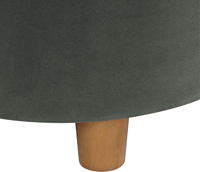 HomePop 19" Round Storage Ottoman - Loden Green Velvet