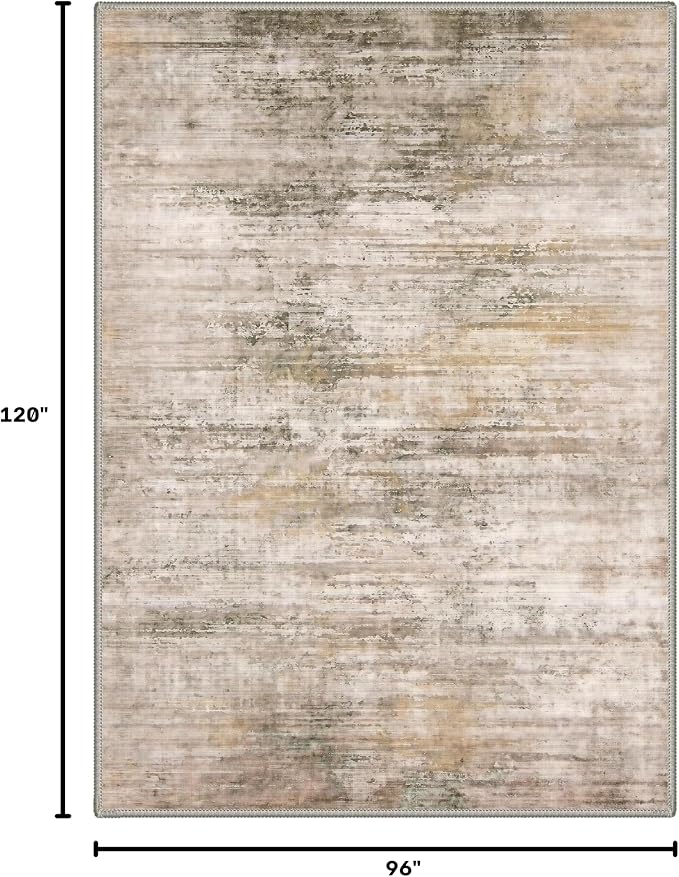BEIMO Area Rugs 8x10 for Living Room Bedroom, Modern Abstract Machine Washable Rug, Large Soft Low Pile Floor Cover with Non Slip Backing for Dining Room, Dusty Beige Brown