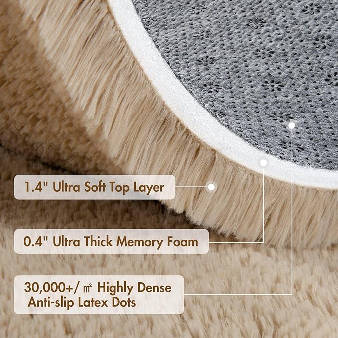 6x9 Ft Large Shag Beige Rugs for Living Room Bedroom, Ultra Soft Fluffy Furry Area Rugs for Playroom Indoor Floor, Aesthetic Carpet for Kids Home Decor