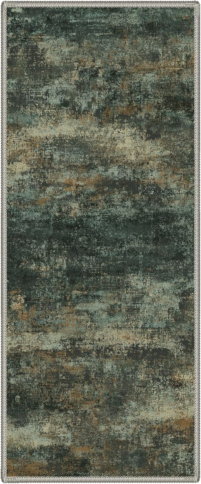 BEIMO Runner Rug for Hallway Kitchen, 2x5 Machine Washable Runners Rug for Entryway, Soft Modern Abstract Throw Rugs, Low Pile Floor Cover with Non Slip Backing, Smoky Sage Green