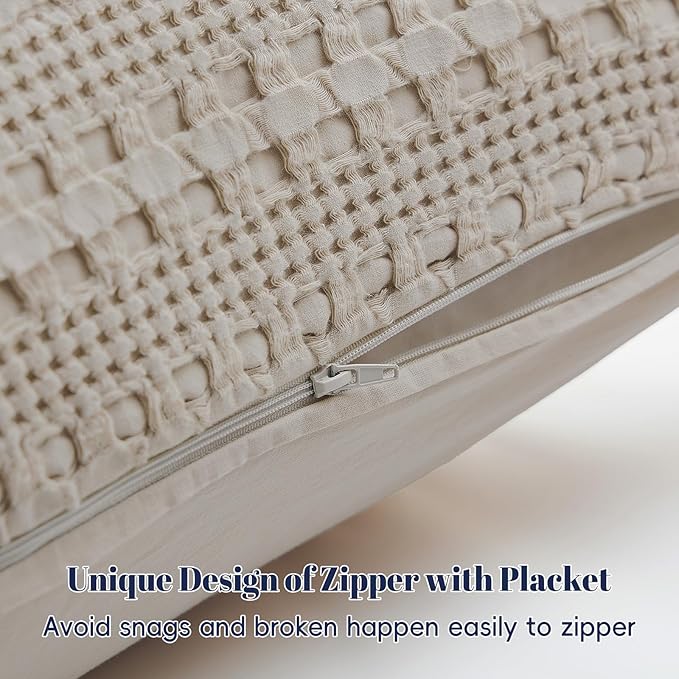 PHF 100% Cotton Waffle Body Pillowcase with Zipper, 1 Pack 20" x 54" Soft Skin-Friendly Pillow Sham, No Filling, Aesthetic Woven and Breathable Waffle Weave Body Pillow Cover for Bed, Pearl Gray
