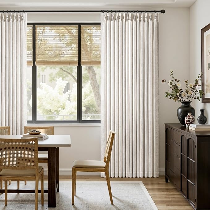 MIULEE Pinch Pleated Thick Linen Curtains 72 Inches Long 2 Panels for Living Room Bedroom, Linen Textured Memory Trained Drapes Pleat Back Tab Light Filtering Natural Window Curtains with Hooks&Rings