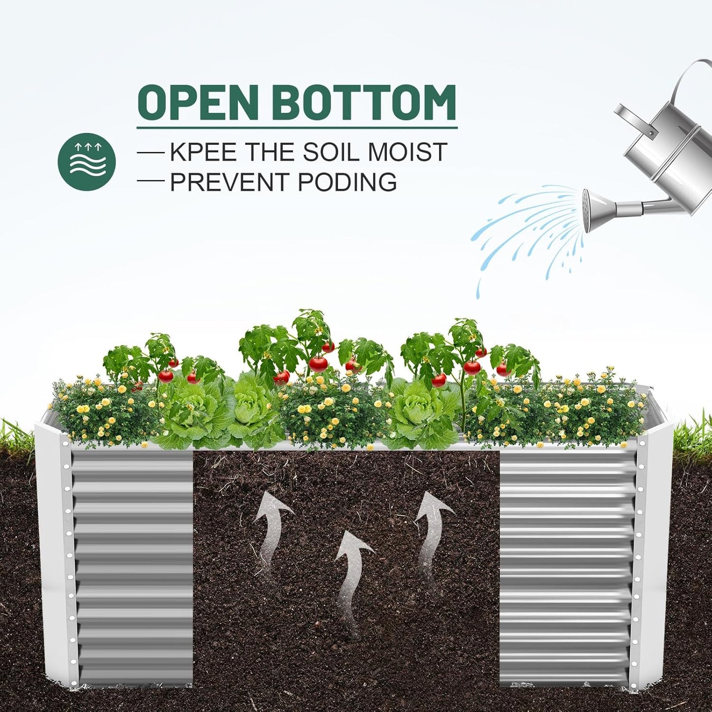 Land Guard 6x3x3ft Rectangular Galvanized Raised Garden Beds, Large-Capacity Metal Planter Box Outdoor, Durable Deep Raised Garden Bed 3ft Tall, Raised Beds for Gardening Vegetables, Classic Silver