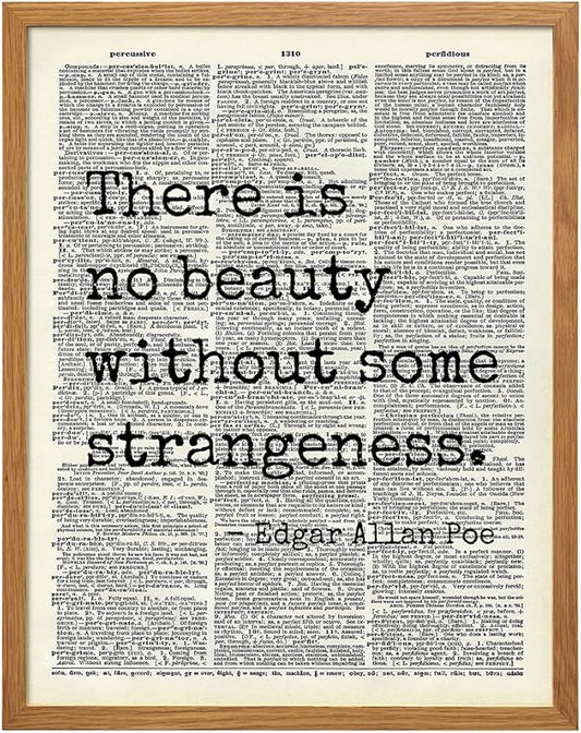 Edgar Allan Poe Gothic Art LARGE 11x14 FRAMED - Retro Goth Wall Decor for Home, Office, Living Room, Bedroom, Bathroom - Famous Quotes Typography Wall Art for Poetry Fans, Vintage Horror Fans