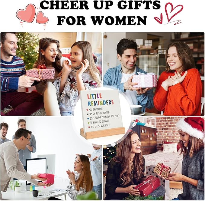 Inspirational Motivational Christmas Gifts Little Reminders for women Friends, Positive Mental Health Gifts for Her Teenage Girls Boys, Encouragement Decor Plaque for Office Home