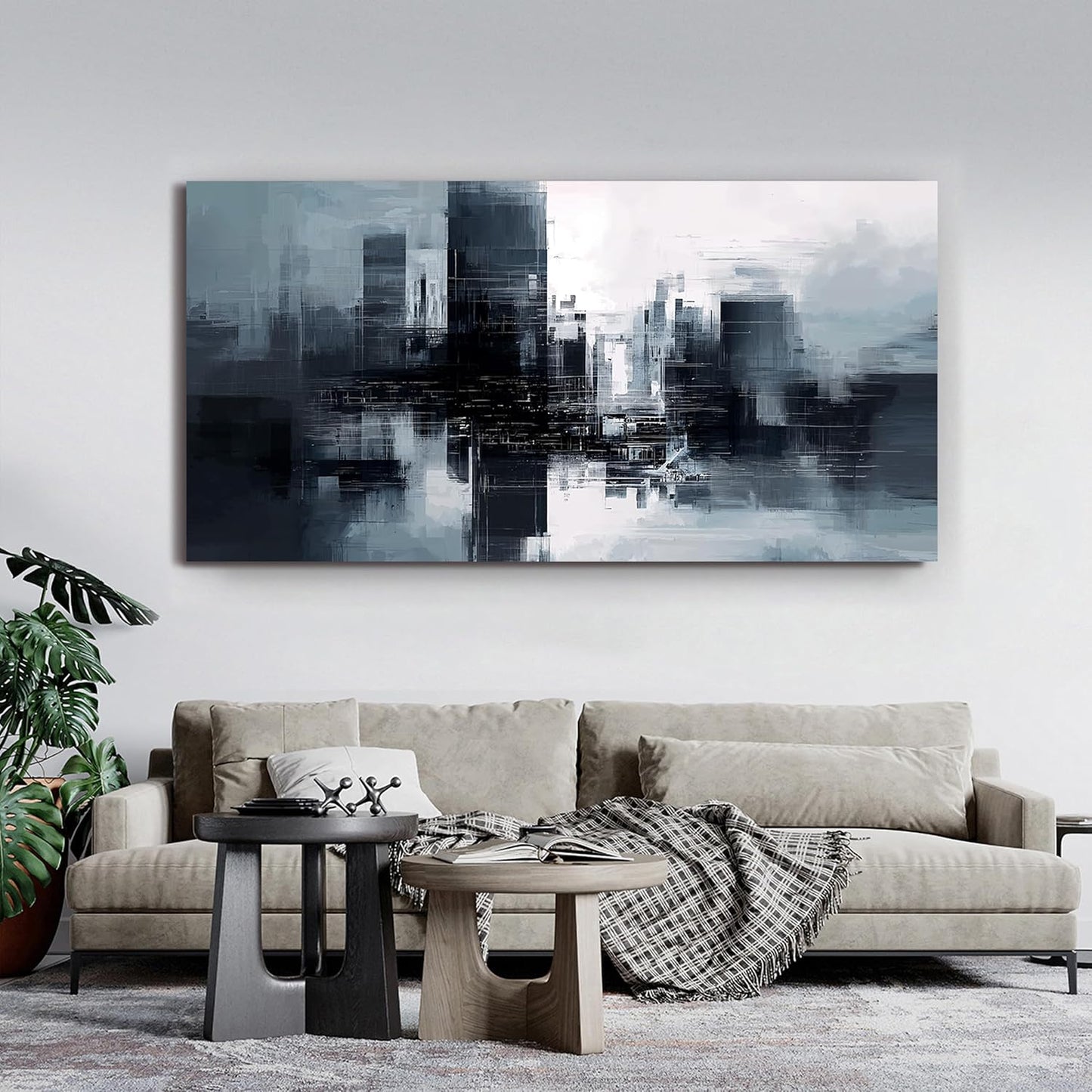 Abstract Canvas Wall Art Decorations Black and White Canvas Wall Art Decor Modern Abstract Wall Art Prints Decorations Wall For Living Room Decor Pictures For Bedroom Office 20" X 40" Ready to Hang