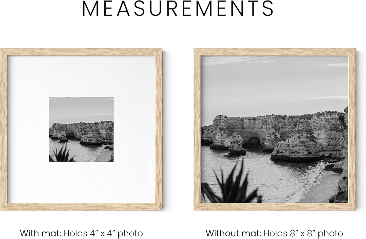 HAUS AND HUES Square Picture Frames 8 x 8 Set of 15 - Photo Gallery Wall Frame Set, Oak Wood, 8x8 Frames with Mat, Beige