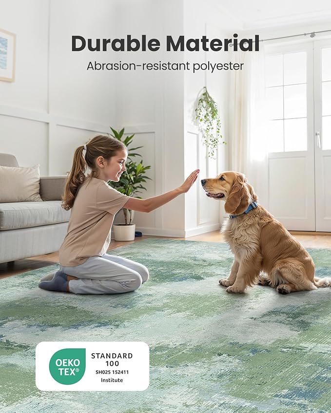 Runner Rugs for Hallway 2'6"x10', Modern Abstract Machine Washable Runners for Kitchen Entryway Bathroom Bedroom Laundry RoomLow Pile Lightweight Thin Non Slip Runner Rug, Green