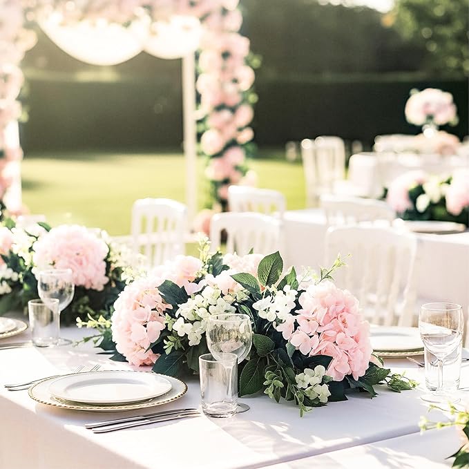 Auihiay 64pcs Hydrangea Artificial Flowers, Silk Hydrangea Heads with Stems, Pink Hydrangea Flowers for DIY Wedding Centerpiece Baby Shower Home Party Decor (Pink)