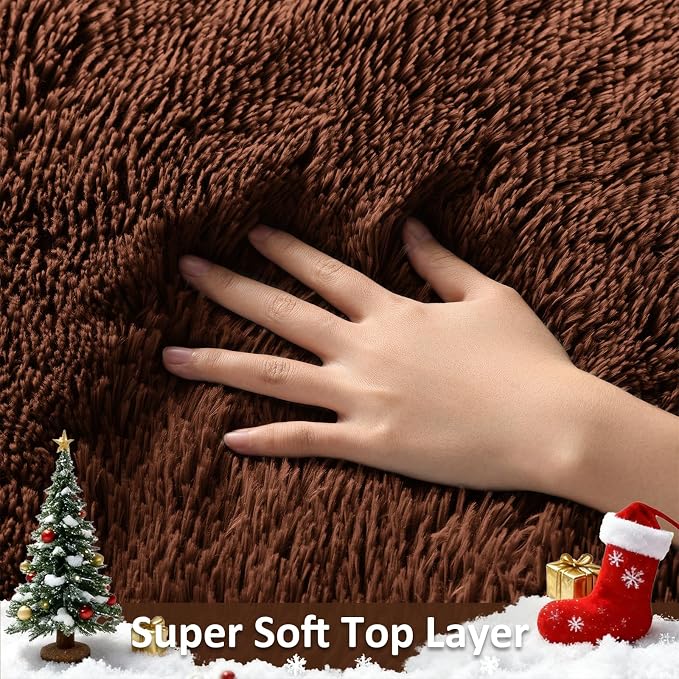 Ophanie 8x10 Brown Area Rugs for Living Room,Large Shag Bedroom Carpet,Big Indoor Thick Soft Shaggy Nursery Rug,Fluffy Carpets for Boy and Girls Room Dorm Decor Aesthetic with Over 99 pcs Pile fibers
