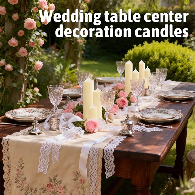 6 Pcs Ivory Pillar Candles Bulk Set，2x3 2x6 2x8 Inch - 2 Each Size，Hurricane Candles，Dripless Unscented Smokeless，Gives You a Better Atmosphere When Organizing Wedding or Event Party.