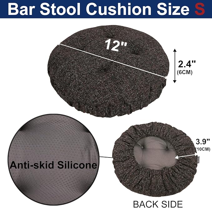 SINOSSO Modern Bar Stool Cushion Dia.12, Fashion Interweaving Design Anti-Skid Silicone Round Stool Seat Cushion Cover Padded (Dark Brown, S,1)