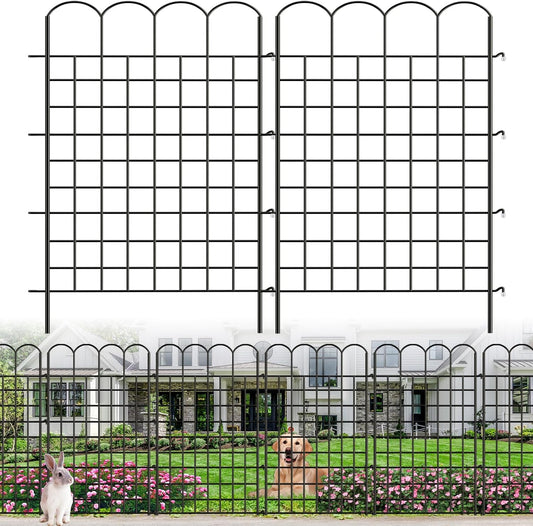 10 Panels Garden Fence Dog Fence Outdoor for Yard, 32 in(H) X 24 ft(L) No Dig Animal Barrier, Rustproof Decorative Metal Temporary Fencing Stakes for Dogs, Flower Vegetable Bed, Patio Outdoor Use