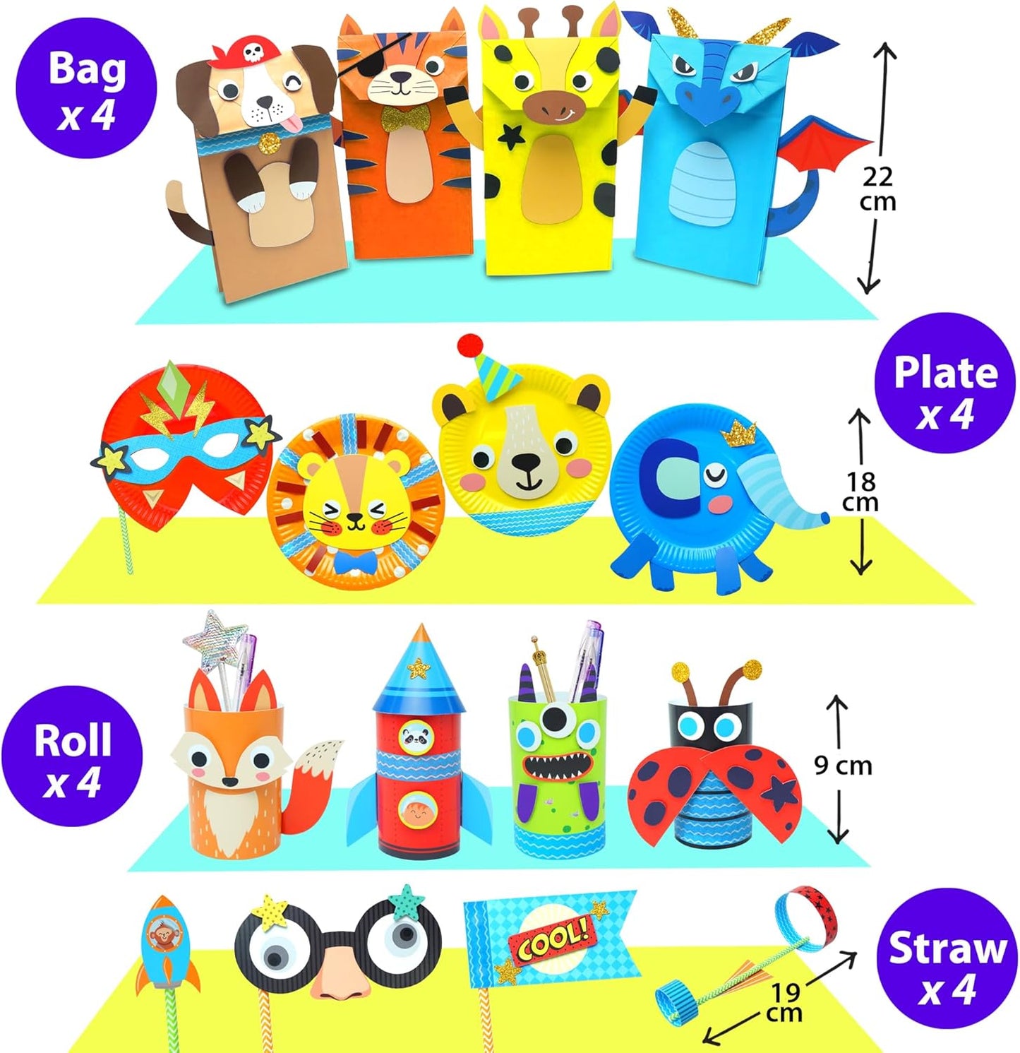 KRAFUN My First Safari Animal Paper Craft Kit, 16 DIY Arts and Crafts Zoo Animal, Organized Craft Activities Supplies Box Assembling Creative Toys for Toddlers, Boys, Girls 3-8 Years Old