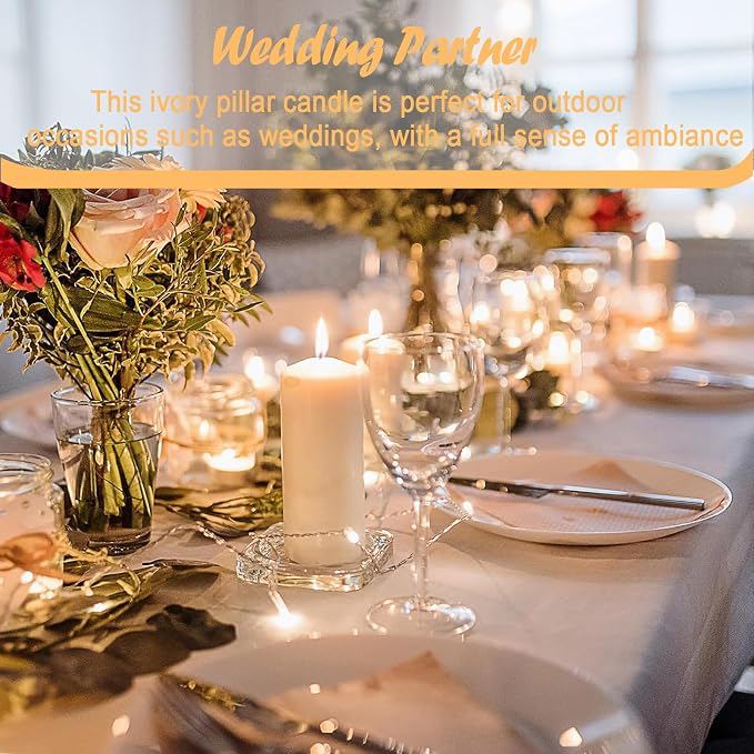 18 Pcs Ivory Pillar Candles Bulk Set，2x3 2x6 2x8 Inch - 12 Each Size，Hurricane Candles，Dripless Unscented Smokeless，Gives You a Better Atmosphere When Organizing Wedding or Event Party.
