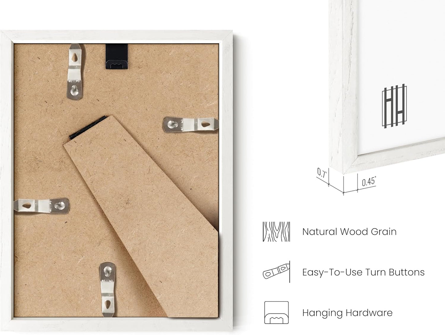 HAUS AND HUES 6x8 White Oak Wooden Picture Frame - Set of 3 6x8 Poster Frame - Premium Oak, Vertical Hang, Shatterproof Plexiglass - Ideal for Home, Room, Office (6x8-inch, White, Set of 3)