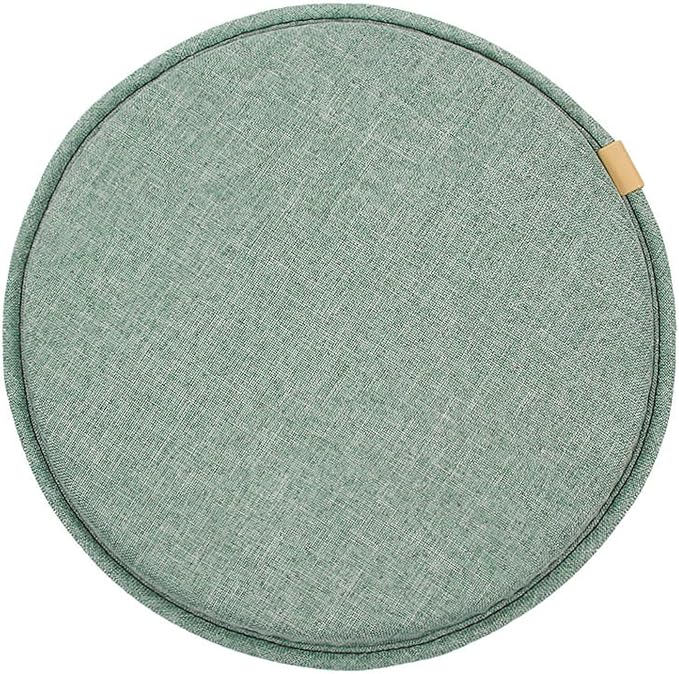 Round Seat Cushion with Ties Breathable Bar Stool Cushion Cover Tatami Cushion Pillow Kitchen, Home, Office Chair Cushion Cover (18 inch, Dark Green)
