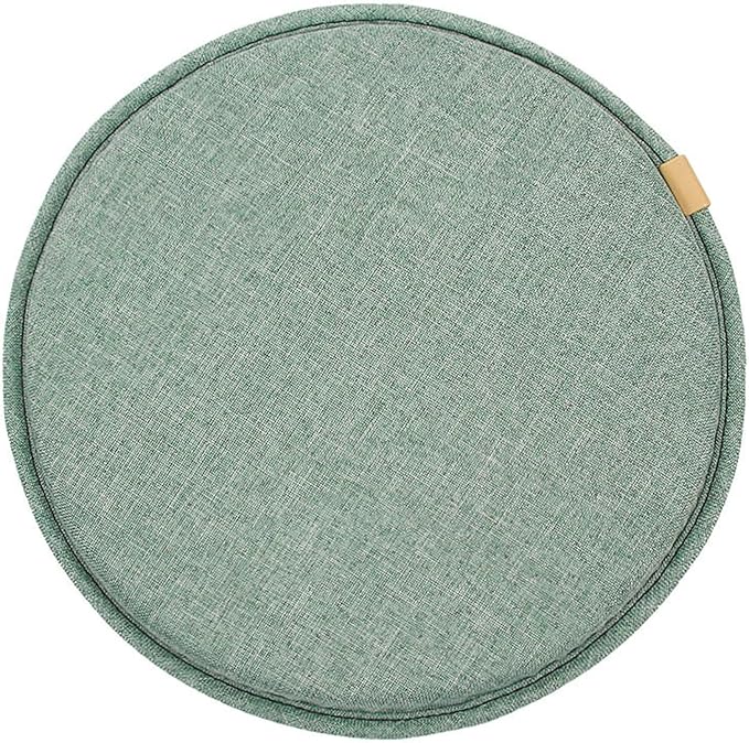 Round Seat Cushion with Ties Breathable Bar Stool Cushion Cover Tatami Cushion Pillow Kitchen, Home, Office Chair Cushion Cover (16 inch, Dark Green)