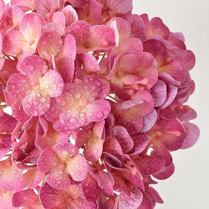 ZYTUYO 20" Real Touch Magenta Hydrangeas 4PCS Artificial Hydrangeas Latex Faux Flowers with Long Stem for Spring Living Room Home Table Centerpiece Kitchen Wedding Party Xmas Floral Decoration