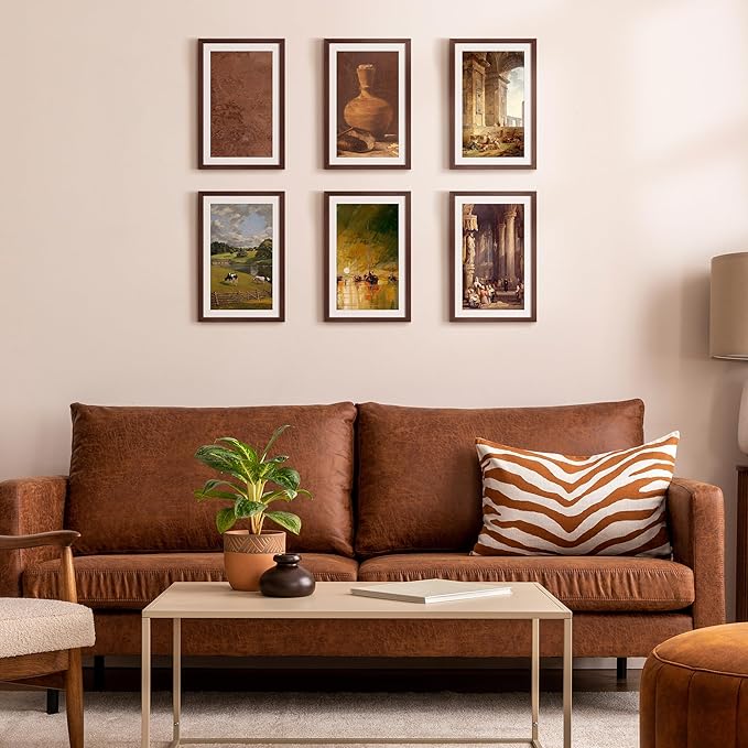 upsimples 11x17 Picture Frame, Display Pictures 9x15 with Mat or 11 x 17 Without, Wall Hanging Poster Frames, Brown, 1 Pack