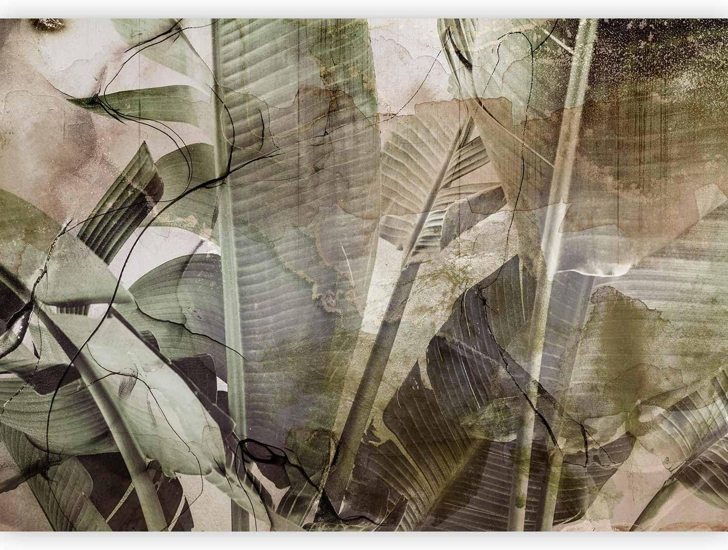 artgeist Wall Mural Tropical Leaves 96x69 in - XXL Peel and Stick Self-Adhesive Wallpaper Removable Large Sticker Foil Wall Decor Print Picture Design Plant Jungle Nature Like Painted b-C-0776-a-a