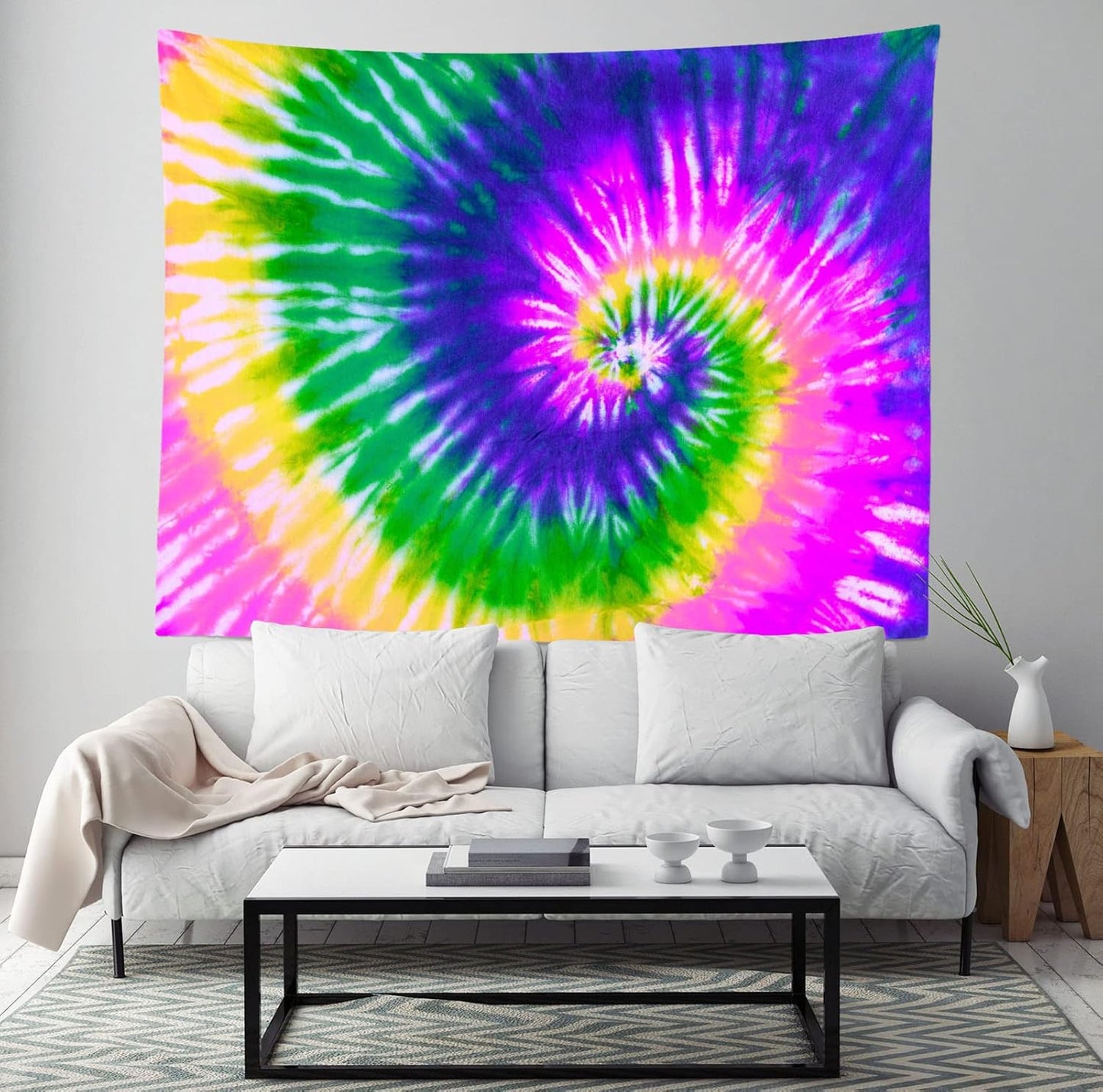BELECO Tie Dye Tapestry Fabric Wall Hanging 70x47 Inch Hippie Tapestry 60's Tie Dye Wall Decor Watercolor Rainbow Spiral Tie Dye Art Tapestries for Bedroom Living Room Dorm Home Decor