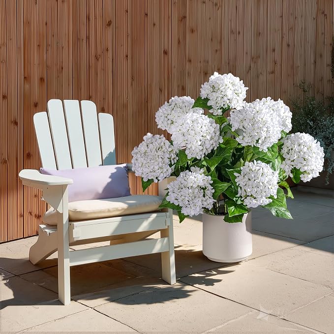 2 Pack Artificial Plants UV Resistant Faux Hydrangea Tree Indoor Outdoor Realistic Floor Plants Large Faux Plastic plantas Fake Flowers Trees for Home Porch Garden Office Porch Patio Front Decor