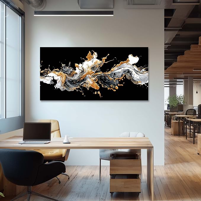 Ggaafet Black and White Abstract Wall Art for Living Room Canvas Painting Prints Beautiful Pigment Water Drop Art Deco Modern Artwork Office Bedroom Family Room Decor Extra Large