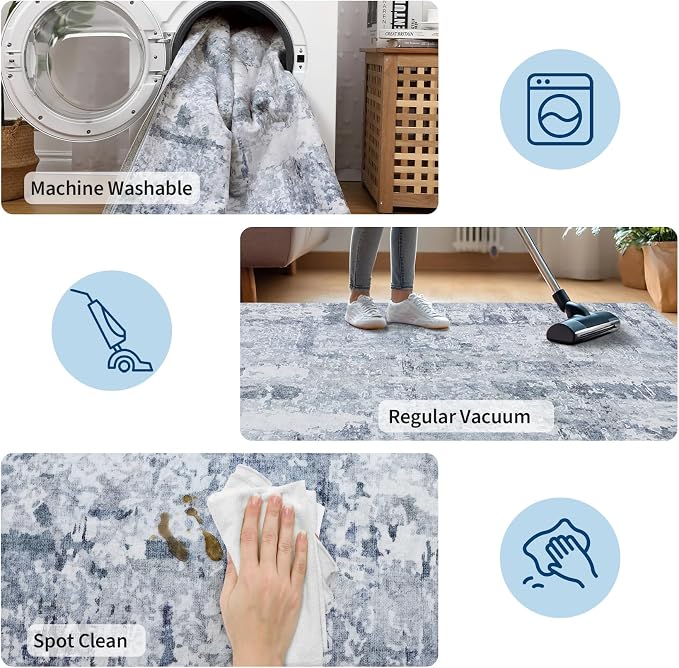 GarveeHome Modern Area Rugs 8x10 for Living Room, Abstract Large Washable Rug Soft Non Slip Stain Resistant Floor Mat Carpet Indoor Thin Accent Rug for Bedroom Nursery Home Decor