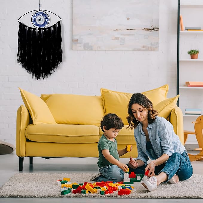 Holmgren Evil Eye Dream Catcher - Black Dream Catchers for Bedroom, Evil Eye Wall Hanging for Witch Dark Decor, Gothic Wall Decorations, Ornament Craft Gift(Black)