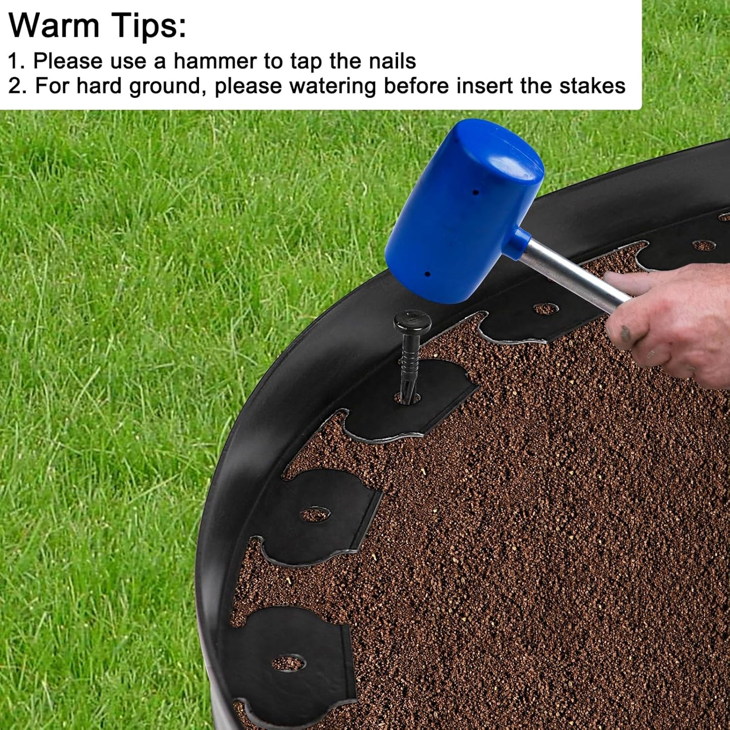 JERIA 2 Inch Tall 33 FT Garden Edging Kit with 45pcs Spikes, Plastic Edging for Landscaping