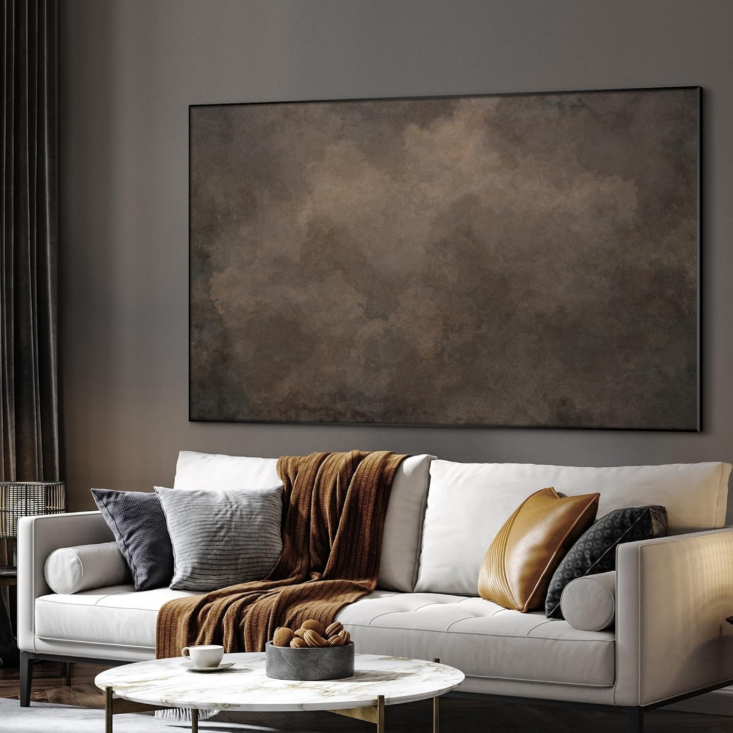 SIGNWIN 46"x72" Extra Large Framed Wall Art Neutral Cloudy Abstract Illustration, Soft Atmospheric Design for Home Living Room Bedroom Decor (Frame Assembly Required)