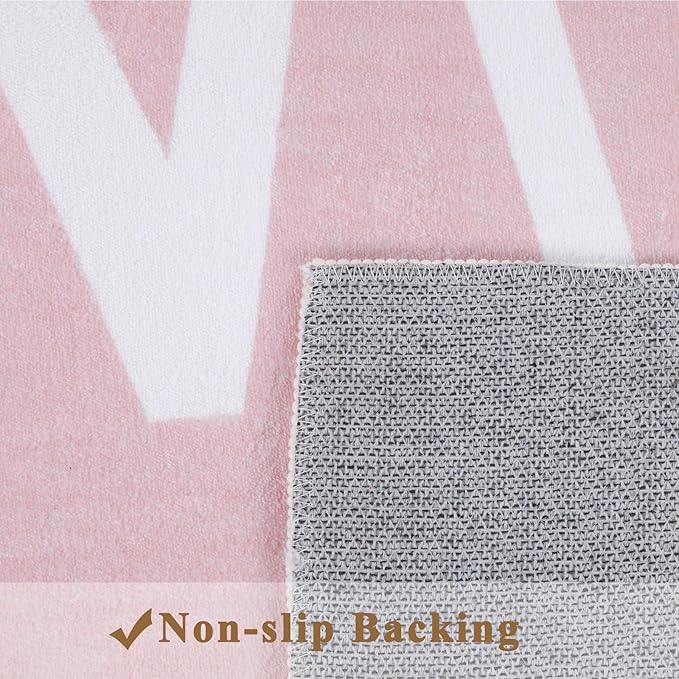 Topotdor Kids Play Rug Alphabet Nursery Area Rug Extra Large Soft Crawling Play Mat for Children Toddlers Bedroom (47x70 inch,Pink)