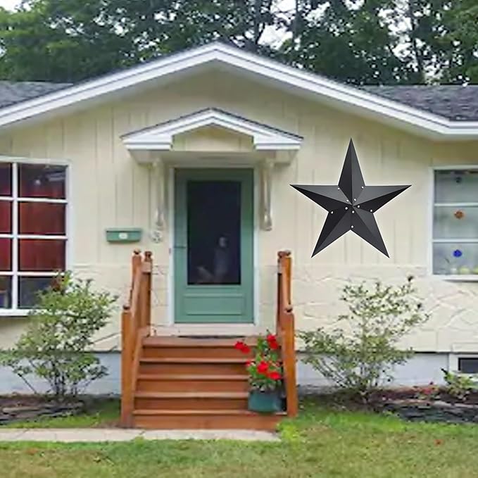 JoyEvy 36" Large Barn Star-Black Barn Star Outdoor Decoration-Metal Stars for Outside Texas Stars Art Rustic Vintage Western Country Home Farmhouse Primitive House Decor- Primitive Wall Décor