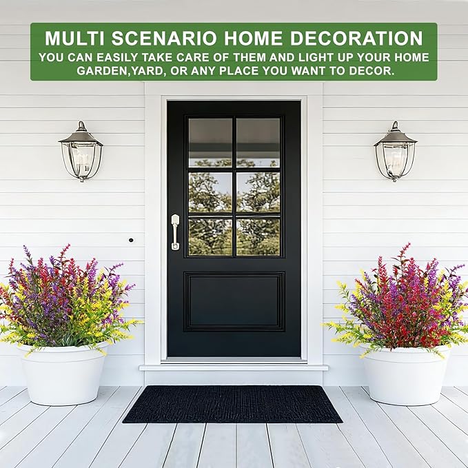 TURNMEON 20 Bundles Artificial Flowers for Outdoors Summer Decor, UV Resistant No Fade Fake Lavender Flowers Plastic Faux Plants for Window Box Garden Planter Porch Indoor Cemetery Decor(Mix Colors)